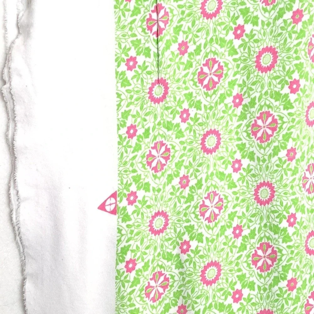 Vintage Floral Fabric 3.5 yard Green Pink Damask Cotton Blend Retro Sewing Craft